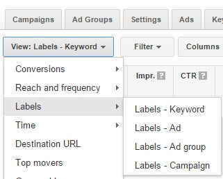 Google Adwords címke jelentések