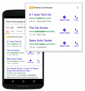 Google közeli üzletek, szolgáltatások formátum