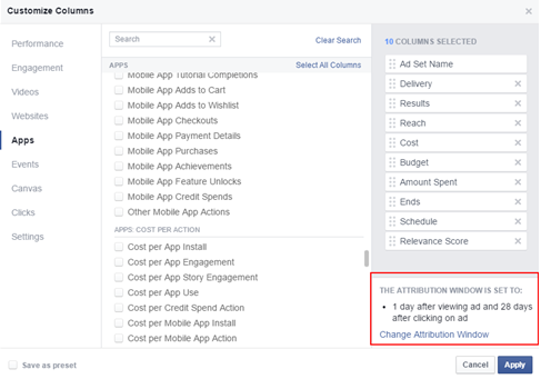 Facebook analitika: Konverziós időtartam