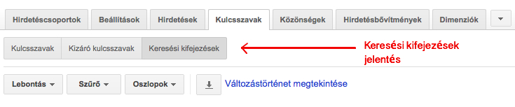 adwords kampány keresési kifejezés