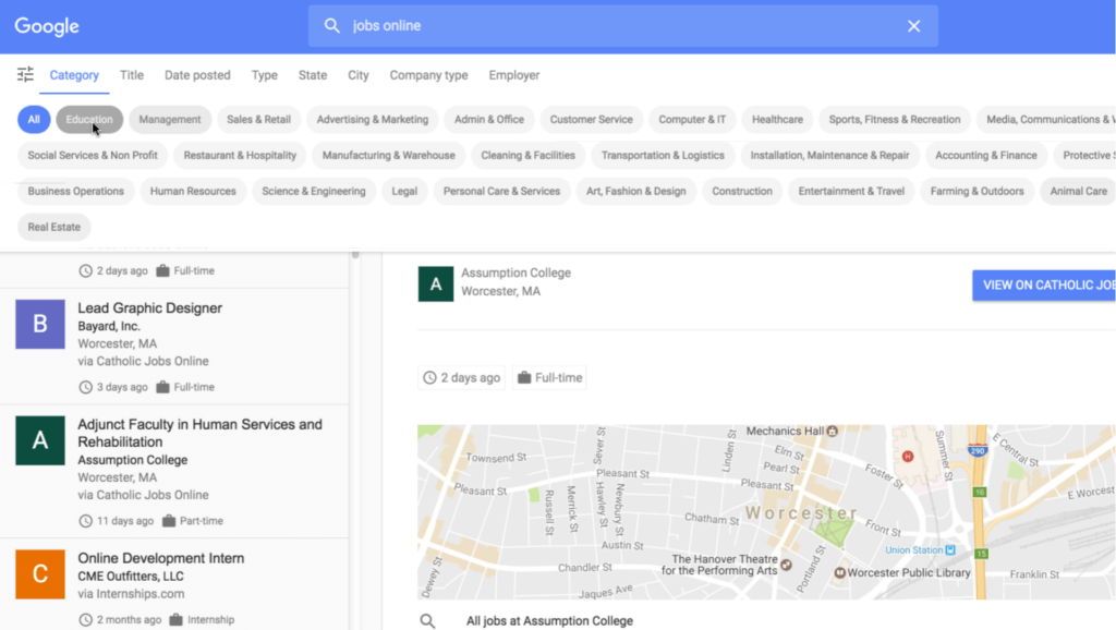 Google álláskereső portál