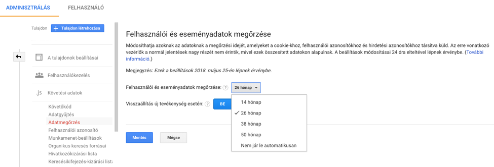 data_retention_beallítás_analytics