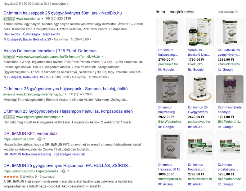 Google Shopping termékek