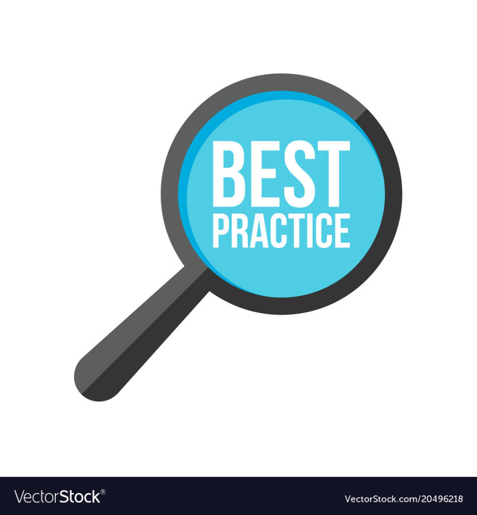 Best Practice Word Magnifying Glass. Vector illustration