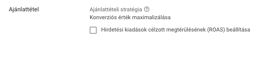 shopping kampány - konverziós érték maximalizálása