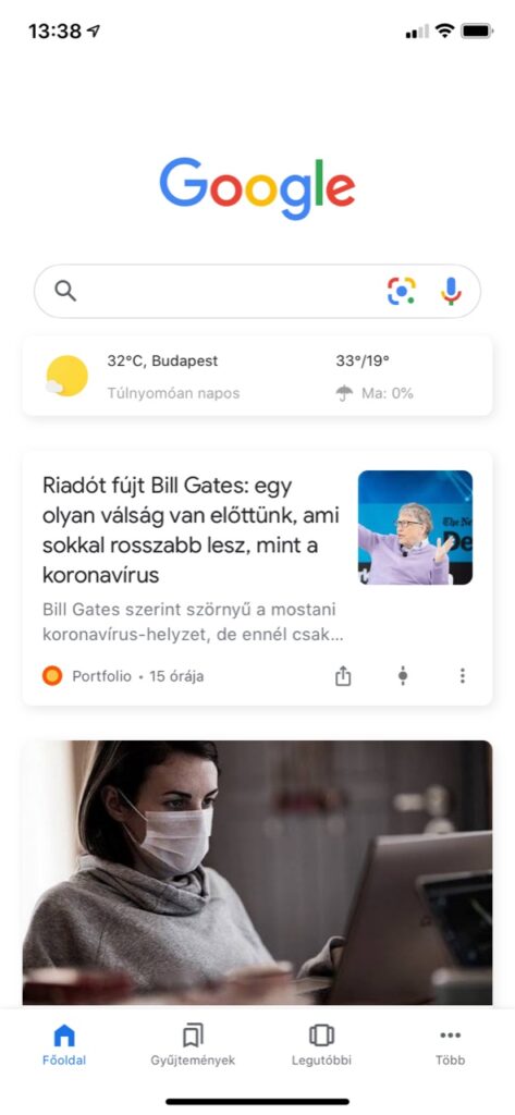 Google Discover hírcsatorna